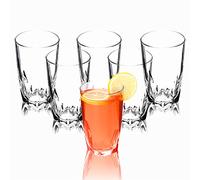 KADAX Verres à boire, lot de 6, verres à eau transparents à base renforcée, verres à jus à paroi épaisse, verres cannelés, verre à boire (haut, 440ml)