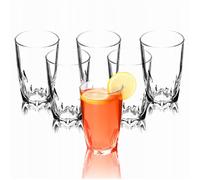 KADAX Verres à boire, lot de 6, verres à eau transparents à base renforcée, verres à jus à paroi épaisse, cannelés (haut, 440ml)