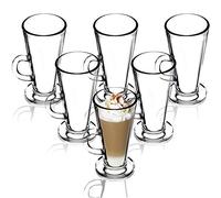 KADAX Verres à Café de 260 ml, Tasses avec Poignées en Verre Transparent pour Latte Macchiato, Cappuccino, Café au Lait, Thé, Jus et Eau (Lot de 6)