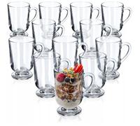 KADAX Verres à Café de 300 ml avec Poignées et Pieds, Tasses Transparentes Idéales pour Irish Coffee, Latte Macchiato, Cappuccino ou Thé (Lot de 12)