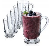 KADAX Verres à Café de 300 ml avec Poignées et Pieds Tasses Transparentes Idéales pour Irish Coffee Latte Macchiato (Lot de 6)