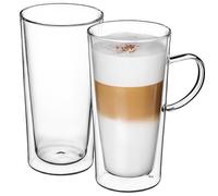 KADAX Verres à double paroi, set, 380ml, verres thermiques en verre borosilicaté, verres à boire pour thé, café, cappuccino, eau, thé glacé, verres à café, verres à thé à effet flottant (Dorit, 2)