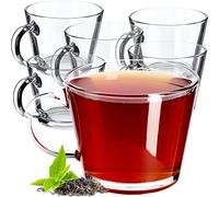 KADAX Verres à Thé avec Poignées, Tasses Transparentes en Verre pour les Boissons Chaudes et Froides, Parfaites pour le Café et le Chocolat Chaud (Lot de 6, 380 ml)