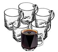 KADAX Verres à thé et café avec poignée, lot de 6, capacité 300 ml, verre épais et durable, forme irrégulière avec motifs floraux, pour boissons chaudes et froides, maison et restaurant