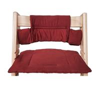 Kadem® Coussin d'assise 100 % coton bio - Classic - 2 pièces - Convient pour chaise haute Stokke Tripp Trapp - Lavable en machine - Fixation facile et rapide - Bordeaux