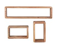 KADIMA DESIGN Acacia Ensemble de 3 étagères murales Cubes Teko étagère Suspendus Bibliothèque Solide