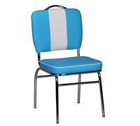 KADIMA DESIGN American Diner Chaise de salle à manger style rétro années 50 avec assise rembourrée avec dossier dossier Bleu et blanc