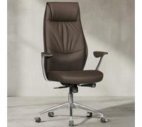 KADIMA DESIGN Chaise de bureau en cuir véritable Marron X-XL 120 kg Mécanisme synchrone Fauteuil de direction Appuie-tête haute