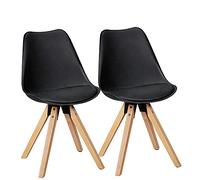 KADIMA DESIGN Ensemble de 2 chaise de salle à manger rétro chaise Lund chaise cuisine noire skaï
