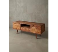 KADIMA DESIGN Sheesham Armoire basse HiFi en bois massif maison de campagne 135 x 51 x 45 cm - Meuble TV bas avec tiroir et 2 portes - Meuble TV avec compartiment de rangement