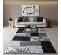 KADIMA DESIGN Tapis à Poils Courts Motif Abstrait Plat Pratique Lavable Noir 80x150 cm Couloir Entrée Antidérapant | DRAU