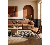 KADIMA DESIGN Tapis à Poils Courts Motif Floral Dense et Robuste Bleu foncé 200 x 290 cm Salle à Manger | GLAZERT