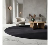 KADIMA DESIGN Tapis à Poils Courts Uni Facile d'entretien Lavable Noir 120x120 cm Salon Couloir Entrée Oeko-TEX | Lech