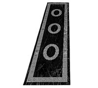 KADIMA DESIGN Tapis à Poils Courts Uni Plat Pratique Lavable Noir 80x300 cm Couloir Entrée Antidérapant | INN
