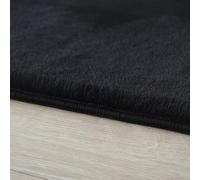 KADIMA DESIGN Tapis à Poils Longs Uni Doux Épais Lavable Noir 200x200 cm Salon Chambre Oeko-TEX | NECKAR