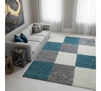 KADIMA DESIGN Tapis Shaggy Uni Confort Luxueux Lavable Turquoise 60x110 cm Chambre Salon Couloir Compatible Chauffage au Sol | RHEIN
