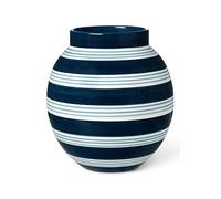 Kähler Vase H20.5 cm Omaggio Nuovo pour fleurs avec bandes peintes à la main, bleu