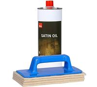 KÄHRS Satin Huile 1lt avec pad Support pro - Set Parquet nachölen main + 4 x wollpad de mouton