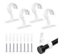 Kaelaxroy 4 Pièces Supports de Tringle à Rideaux en Aluminium, Diamètre 25-28 mm, Fournis avec Vis et Chevilles, Convient pour Fixation Murale et Plafond