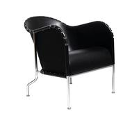 Källemo Fauteuil Bruno Cuir pleine fleur noir-chrome