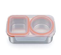 Kaeltsyn Boîte de préparation de repas en acier inoxydable avec double compartiments et couvercle porte-déjeuner pour les navetteurs et les voyages, passe lave-vaisselle