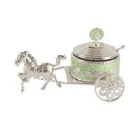 Kaeltsyn Bol de Stockage de Sucre en Alliage Antique avec Un Beau Design de Chariot, Pot d ' assaisonnement avec Couvercle pour Les ménages Modernes, Pot d ' assaisonnement en gaufrage