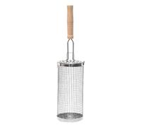Kaeltsyn Cage de rôtissoire à grilles en Acier Inoxydable avec poignée en Bois Panier de Barbecue Rotatif pour Une Excellente expérience de Cuisine en Plein air Cage de Barbecue