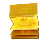 Kaeltsyn Carte d ' anniversaire musicale sur le thème du gâteau doré, avec 6 pochettes d ' argent, enveloppe rouge pour moments spéciaux et festivals, carte musicale lumineuse