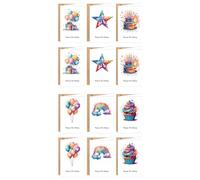 Kaeltsyn Lot de 12 cartes de vœux amusantes en forme de chiot avec enveloppes pour adultes et, cartes de vœux d ' anniversaire créatives sur le thème du chien