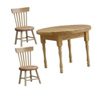 Kaeltsyn Meubles de Salle à Manger avec 2 chaises | Table ronde en bois 1: 12 et 2 chaises à dossier fuseau pour l ' affichage de scènes, les scènes de maison et les