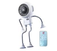 Kaeltsyn Ventilateur robot portable 3000 mAh puissant avec 199 vitesses réglables Pieds pliables pour bureau, fenêtre, voyage Ventilateur à clip flexible