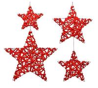 Kaemingk 8719152665877 Lot de 4 étoiles en Fer à Suspendre Couleur Rouge Noël Décorations, Multicolore, 8719152665877