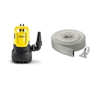 Kärcher SP 11.000 Dirt Pompe d'Évacuation Eaux Chargées, Débit : 11.000 l/h & 29971000 Acier inoxydable Kit Tuyau Plat en Textile et Collier de Serrage 10 m, Gris