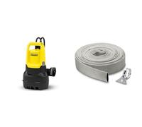 Kärcher SP 16.000 Dirt Pompe d'Évacuation Eaux Chargées, Débit : 16.000 l/h & 29971000 Acier inoxydable Kit Tuyau Plat en Textile et Collier de Serrage 10 m, Gris