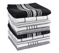 KAF Home Soho Kitchen Lot de 10 torchons de cuisine | 45,7 x 71,1 cm | Torchons mixtes doux et absorbants | pour le séchage à la main et le nettoyage de la vaisselle | Durable et coloré (noir)