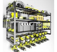 KAFAHOM Organiseur pour outils électriques - Support mural pour 8 perceuses - 4 couches en métal robuste - Organiseur d'outils de garage et de rangement avec porte-tournevis/porte-pince/support pour