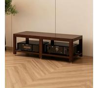 KAFHGEIN Meuble HiFi en Bois Massif pour Platine Vinyle à Structure Ouverte | Assemblage à tenons et mortaises, idéal pour platine vinyle, ampli, lecteur CD et console(120x45x42.8cm/47.2x17.7x16.8in)