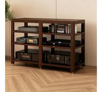 KAFHGEIN Meuble HiFi en Bois Massif pour Platine Vinyle à Structure Ouverte | Assemblage à tenons et mortaises, idéal pour platine vinyle, ampli, lecteur CD et console(120x45x80.8cm/47.2x17.7x31.8in)
