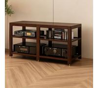 KAFHGEIN Meuble HiFi en Bois Massif pour Platine Vinyle à Structure Ouverte | Assemblage à tenons et mortaises, idéal pour platine vinyle, ampli, lecteur CD et console(120x45x63.3cm/47.2x17.7x24.9in)