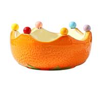 KAHDGSS Plateau de service en céramique en forme d ' agrumes avec 6 fourchettes à fruits pour les fêtes, repas et cuisine, assiette à Dessert et fourchette combinées