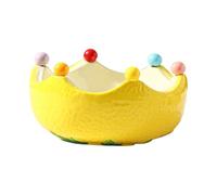 KAHDGSS Plateau de service en céramique en forme d ' agrumes avec 6 fourchettes à fruits pour les fêtes, repas et cuisine, assiette à Dessert et fourchette combinées