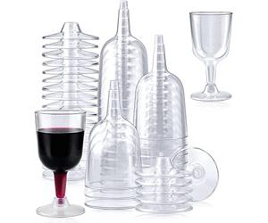 KAHEIGN 50 Pièces Verres à Vin En Plastique, 170ml Verres De Dégustation De Vin Transparents Gobelets à Vin De Fête Réutilisables Coupes à Dessert Pour Mousse Pudding Bière Champagne (12 x 6,5 cm)