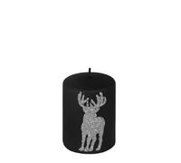Kaheku Jona cerf bougie cylindrique noir-argent 7 x 10 cm