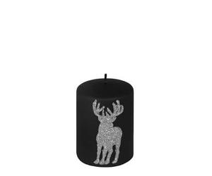 Kaheku Jona cerf bougie cylindrique noir-argent 7 x 14 cm