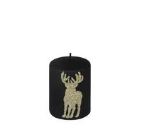 Kaheku Jona cerf bougie cylindrique noir-or 7 x 14 cm