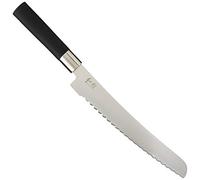 KAI Couteau à pain Wasabi Black 23,0 cm de longueur de lame - acier inoxydable poli 6A/1K6 58 (±1) HRC - manche en polypropylène noir - couteau dentelé - Fabriqué au Japon