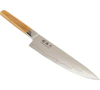 KAI Seki Magoroku Composite Couteau de chef 20,0 cm - acier inoxydable SUS420J2 56 HRC / acier VG 10 61 HRC - bois de pakka à grain léger - fabriqué à la main au Japon - soie complète