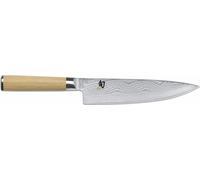 Kai couteau de cuisine Shun Classic White, couteau de cuisine, manche en bois de pakka, acier damassé, longueur de lame 20 cm, DM-0706W