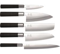 KAI DM-0781JP67 « Wasabi Black » Set de couteaux 2, étui à couteaux avec 5 couteaux différents, noir/argent, 6 pièces (1 set)