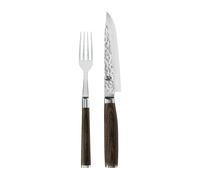 KAI Ensemble de couteau et fourchette Kai Shun Premier Chrome-marron